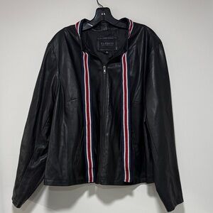 Eloquii Black faux lather Jacket with Tricolor Stripes size 24 XL